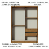 Clóset Luke 2 Puertas Correderas  Marrón con Espejo
