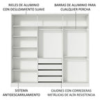 Clóset Matrimonial 231 cm 3 Puertas Corredizas 4 Cajones 100% MDF Blanco Royale Madesa
