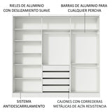 Clóset Matrimonial 100% MDF Royale 3 Puertas Correderas de Espejo Blanco