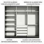 Clóset Matrimonial 231 cm 3 Puertas Corredizas Con 2 Espejos 100% MDF Negro/Blanco Royale Madesa