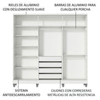 Clóset Matrimonial 231 cm 3 Puertas Corredizas Con 1 Espejo 100% MDF Blanco/Marrón Royale Madesa