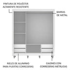 Clóset Matrimonial Lyon Plus 3 Puertas Correderas con Espejo 4 Cajones con Patas Blanco