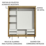 Clóset Matrimonial Lyon Plus 3 Puertas Correderas con Espejo 4 Cajones con Patas Marrón