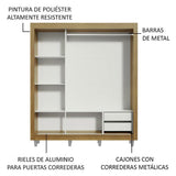 Clóset Matrimonial Lyon 3 Puertas Correderas con Espejo 2 Cajones con Patas Marrón