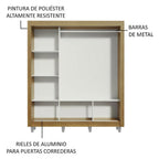 Clóset Matrimonial 170 cm 3 Puertas Corredizas Con 3 Espejos con Patas Marrón Monaco Madesa