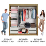 Clóset Matrimonial Lyon Plus 3 Puertas Correderas 4 Cajones Marrón