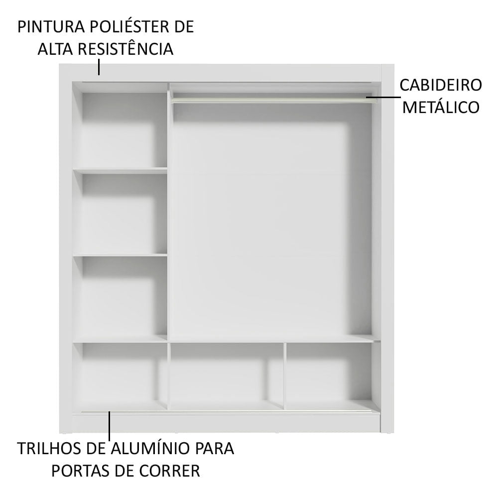 Clóset Matrimonial Monaco 3 Puertas Corredizas Blanco/Negro