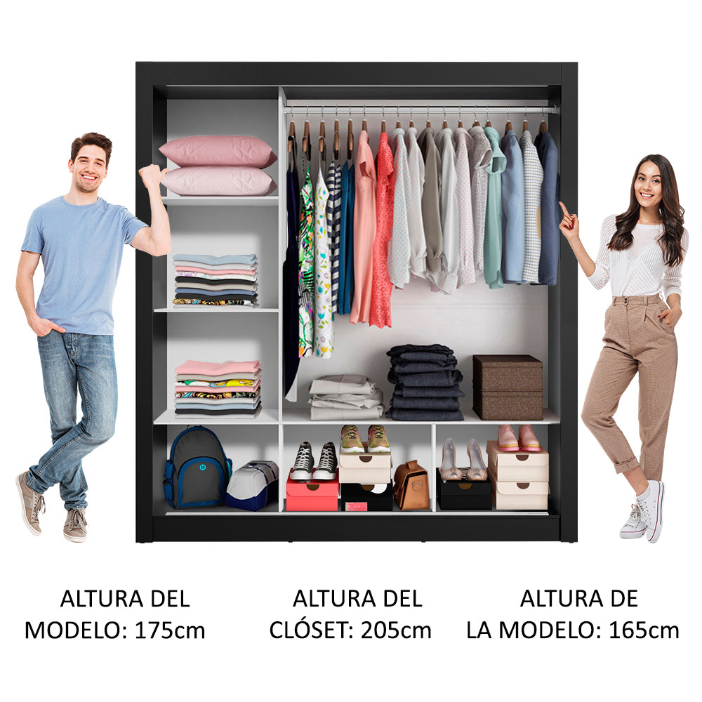Clóset Matrimonial Monaco 3 Puertas Corredizas Negro
