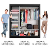 Clóset Matrimonial Monaco 3 Puertas Corredizas Negro