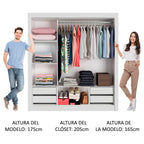 Clóset Matrimonial 170 cm 3 Puertas Corredizas Con 1 Espejo 4 Cajones Blanco/Marrón Lyon Madesa