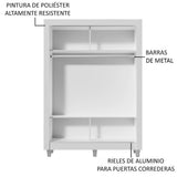 Clóset Soltero Denver 2 Puertas Corredizas con Espejo con Patas Blanco