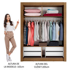 Clóset Soltero 117 cm 2 Puertas Corredizas Con 1 Espejo 4 Cajones Marrón Dallas Madesa