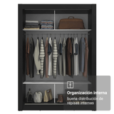 Clóset Soltero Denver 2 Puertas Corredizas Negro/Blanco