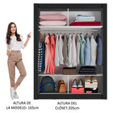 Clóset Soltero Denver 2 Puertas Corredizas con Espejo Negro/Gris