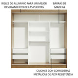 Clóset Matrimonial Reno 3 Puertas Corredizas 1 con Espejo - Marron