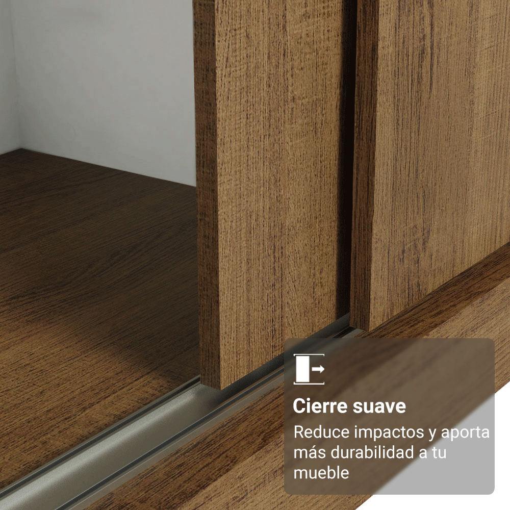 Clóset Matrimonial con Patas 3 Puertas Corredizas con Espejos Marrón Reno Madesa