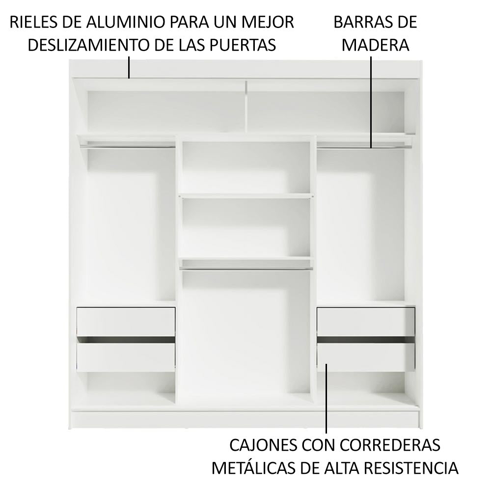 Clóset Matrimonial Reno 3 Puertas Correderas - Blanco/Negro