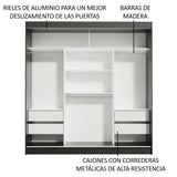 Clóset Matrimonial Reno 3 Puertas Correderas con Espejo Negro/Marrón