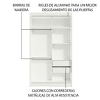 Clóset Soltero 109 cm 2 Puertas Corredizas 2 Cajones Blanco Tokio Madesa