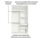 Clóset Soltero Tokio 2 Puertas Correderas con Espejo 2 Cajones Blanco