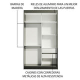 Clóset Soltero Tokio 2 Puertas Correderas con Espejo 2 Cajones Negro/Blanco