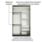 Clóset Soltero 109 cm 2 Puertas Corredizas Con 1 Espejo 2 Cajones Negro/Marrón Tokio Madesa