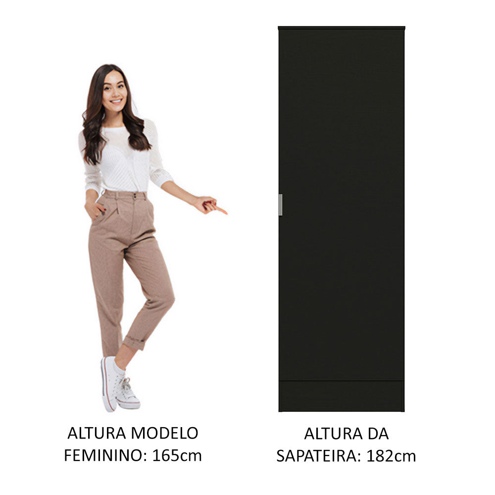 Estante Zapatera 60 cm 1 Puerta Negro Isis Madesa