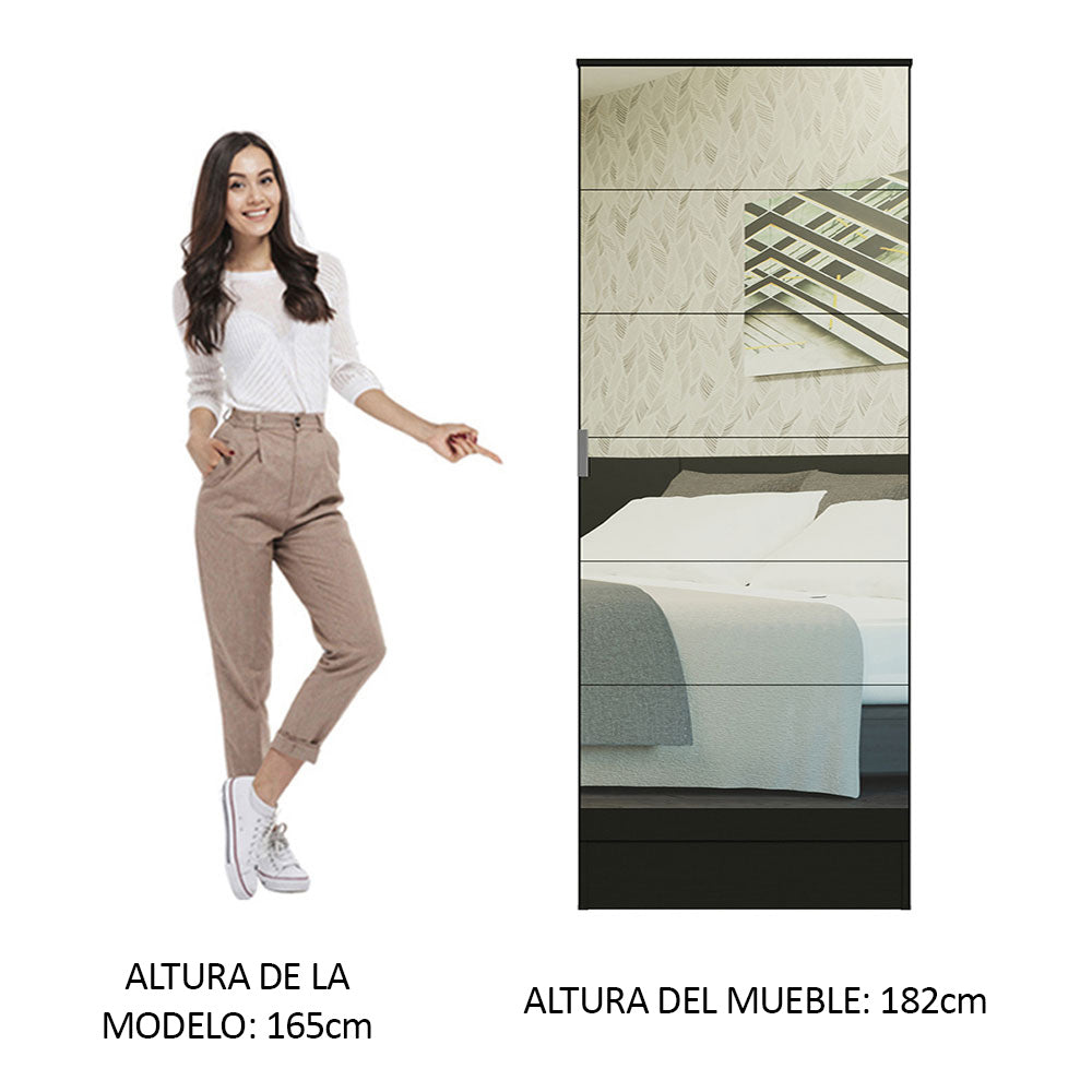 Zapatera Isis 1 Puerta con Espejo Negro