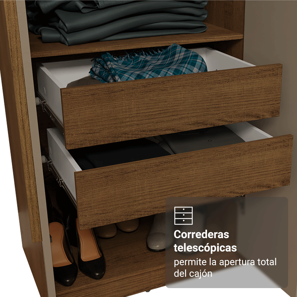 Clóset Matrimonial Venus 8 Puertas Batientes Marrón/Crema/Marrón