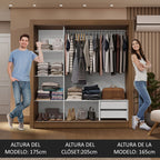 Clóset Matrimonial 170 cm 3 Puertas Corredizas Con 3 Espejos 2 Cajones Marrón Sublime Madesa