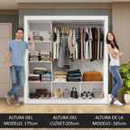 Clóset Matrimonial 170 cm 3 Puertas Corredizas Con 1 Espejo Blanco/Negro Nobre Madesa