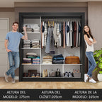 Clóset Matrimonial 170 cm 3 Puertas Corredizas Con 1 Espejo Negro/Marrón Nobre Madesa