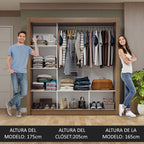 Clóset Matrimonial 170 cm 3 Puertas Corredizas Con 1 Espejo Marrón/Gris Nobre Madesa