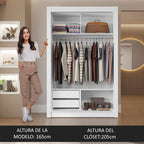 Clóset Soltero 117 cm 2 Puertas Corredizas Con 1 Espejo 2 Cajones Blanco Vivare Madesa