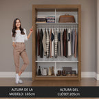 Clóset Soltero 117 cm 2 Puertas Corredizas Marrón Milano Madesa