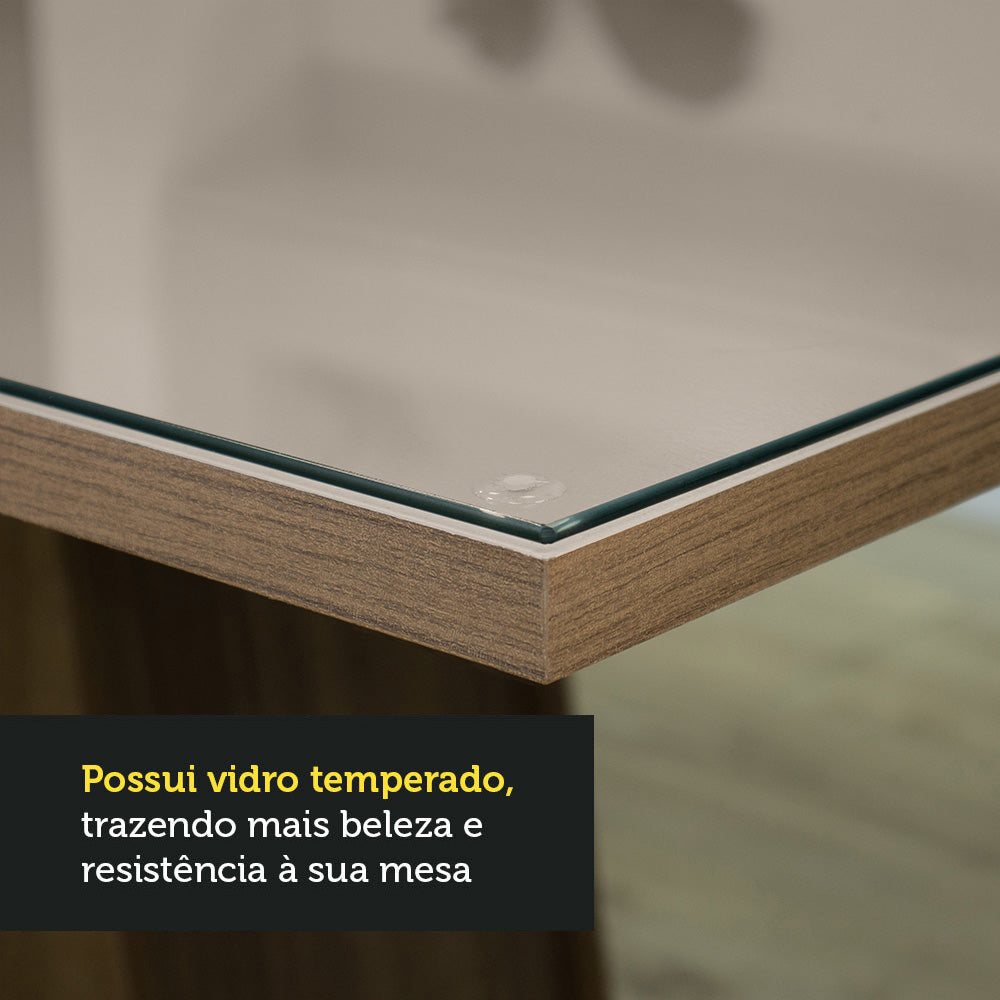 Mesa de Comedor 180 cm con Encimera de Vidrio Marrón/Crema Madesa