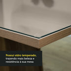 Mesa de Comedor 180 cm con Encimera de Vidrio Marrón/Crema Madesa