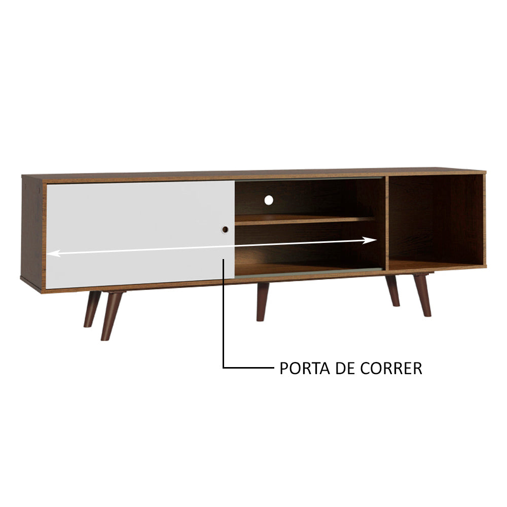 Mueble para TV hasta 65 Pulgadas 160 cm 1 Puerta Marrón/Blanco Dubai Madesa