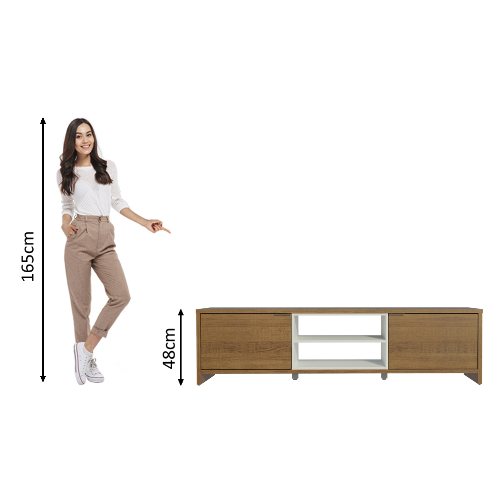 Mueble para TV hasta 80 Pulgadas 180 cm 2 Puertas Marrón/Blanco Linz Madesa