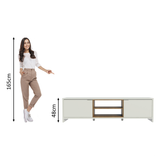 Mueble para TV hasta 80 Pulgadas 180 cm 2 Puertas Linz Blanco/Marrón