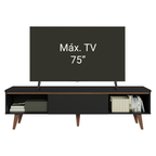 Mueble para TV hasta 80 Pulgadas 180 cm 2 Puertas 1 Cajón Negro Reims Madesa
