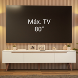 Mueble para TV hasta 80 Pulgadas 180 cm 2 Puertas 1 Cajón Doha Blanco/Marrón