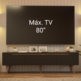 Mueble para TV hasta 80 Pulgadas 180 cm 2 Puertas 1 Cajón Doha Negro/Marrón