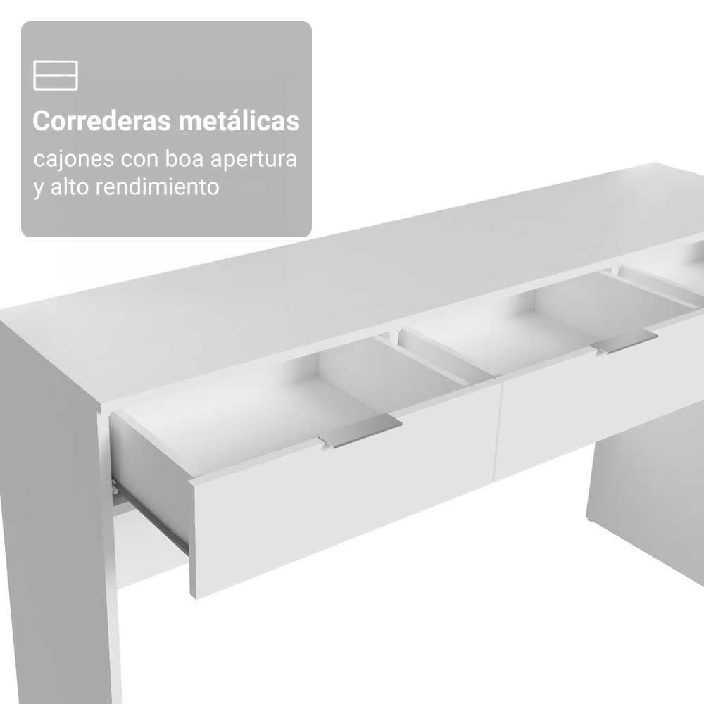 Tocador con 3 Cajones (Sin Panel) Blanco Carly