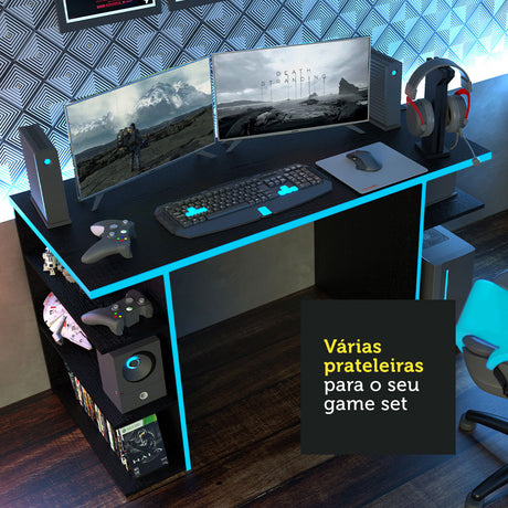 Escritorio Gamer Madesa Para PC y Consola Negro/Azul