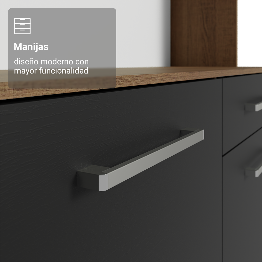 Cocina Compacta 120cm Marron/Negro Life