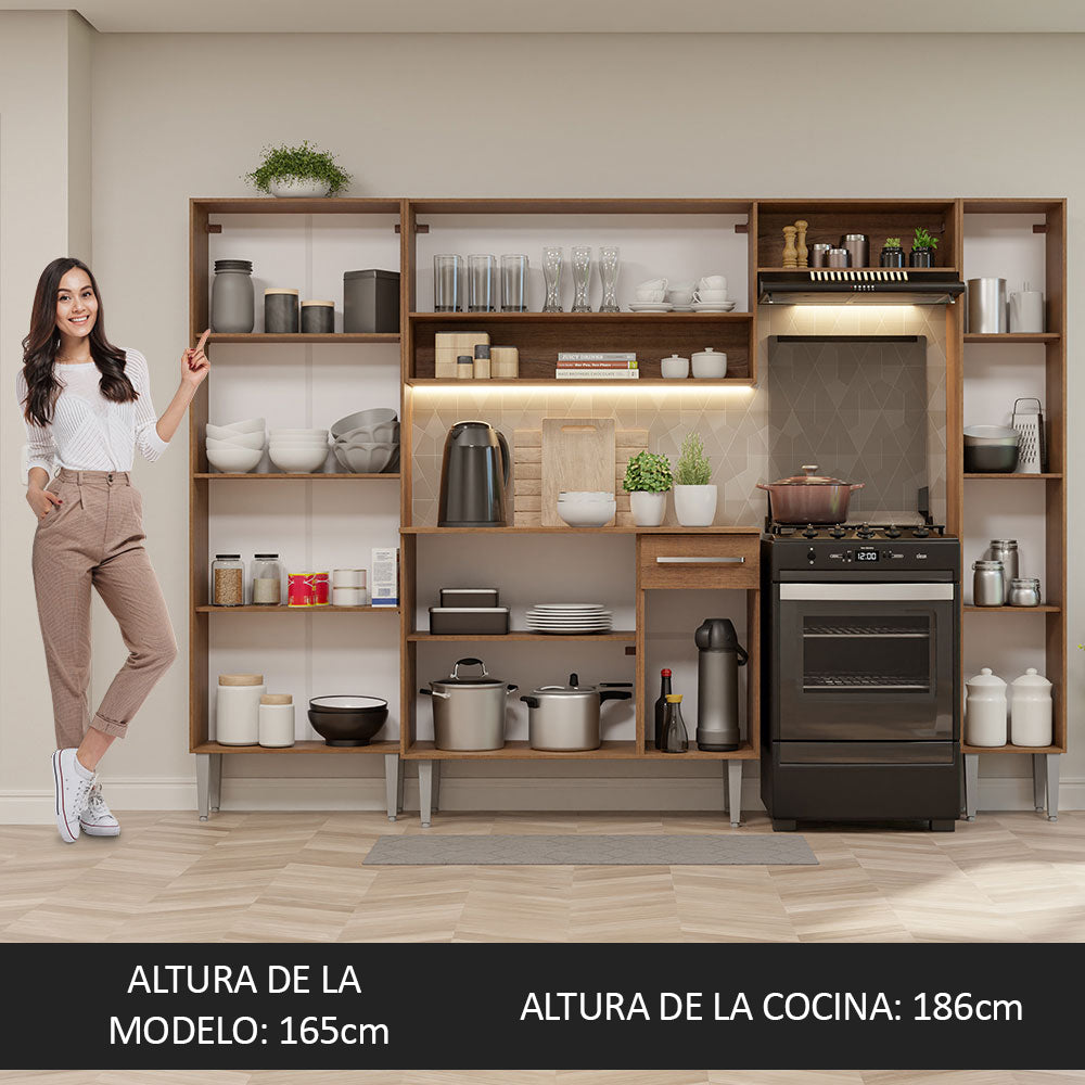 Cocina Integral Emilly Hit 261cm Marrón