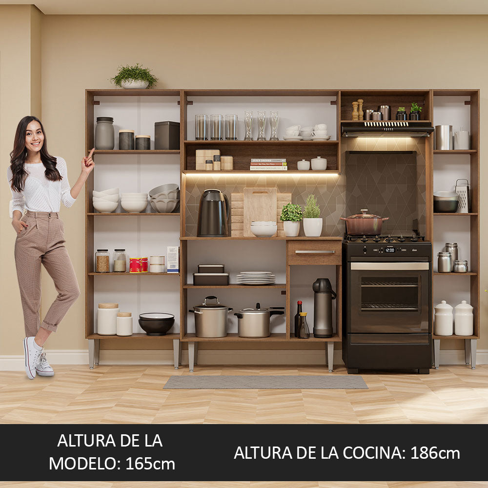 Cocina Integral 261cm Emilly Hit Marrón/Negro