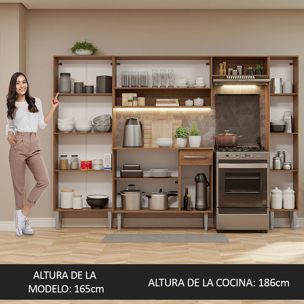 Cocina Integral Emilly Hit 261cm Marrón/Blanco