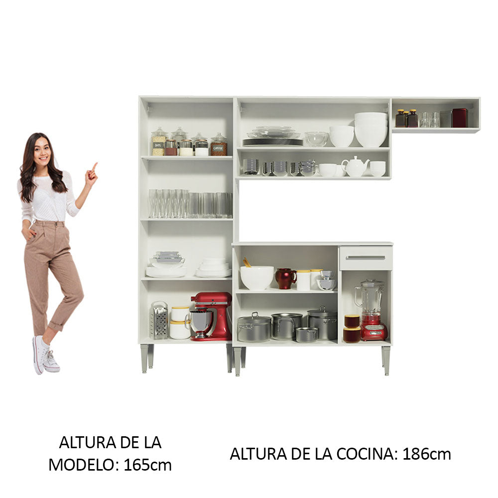 Cocina Compacta 229cm Blanco Emilly Top
